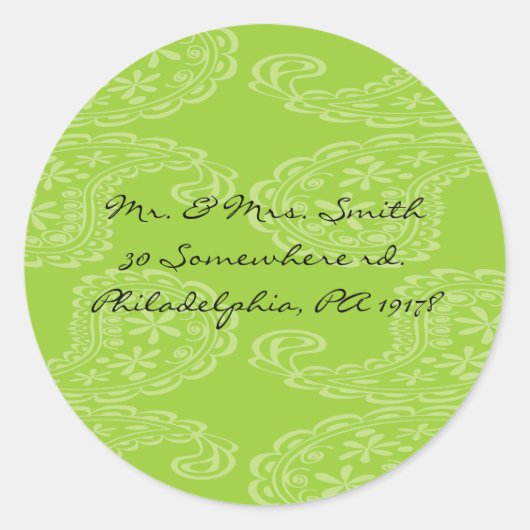 Paisley Happy Birthday Party Sticker Seal green (Voorkant)