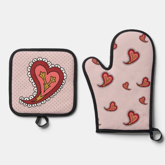 Paisley Hart Ovenwant & Pannenlap Set (Voorkant)