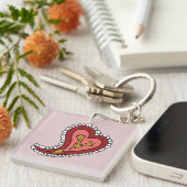 Paisley Heart Acrylische Sleutelhanger (Voorkant Rechts)