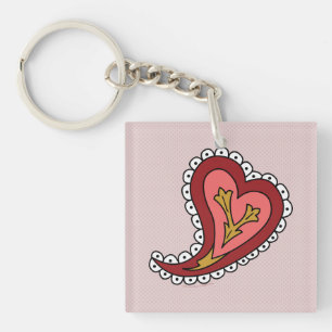 Paisley Heart Acrylische Sleutelhanger