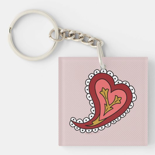 Paisley Heart Acrylische Sleutelhanger (Voorkant)