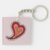 Paisley Heart Acrylische Sleutelhanger (Achterkant)