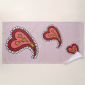 Paisley Heart Beach Towel Strandlaken (Voorkant)