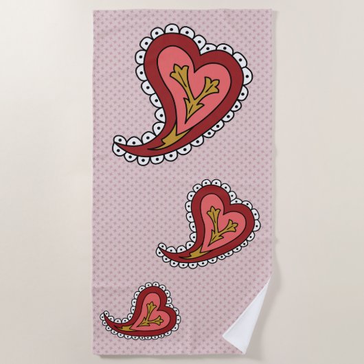 Paisley Heart Beach Towel Strandlaken (Voorkant)