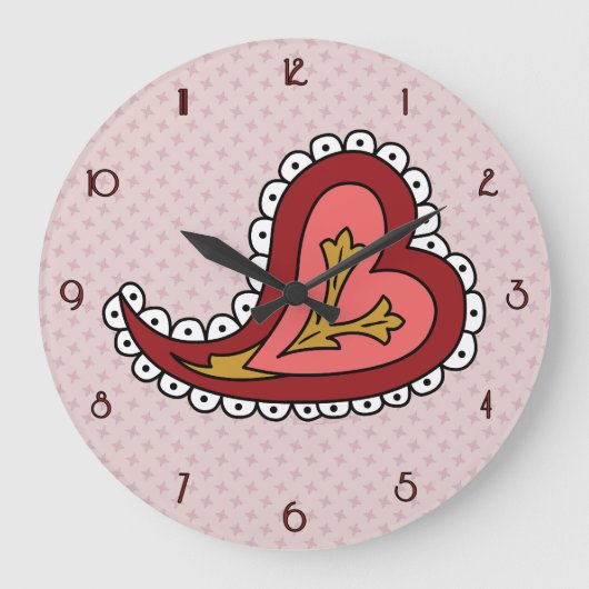 Paisley Heart Clock Grote Klok (Voorkant)