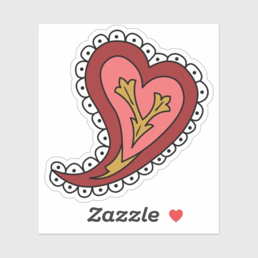 Paisley Heart Contour Sticker (Vel)