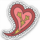 Paisley Heart Contour Sticker (Voorkant)