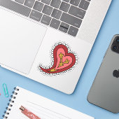 Paisley Heart Contour Sticker (Laptop met iPhone)