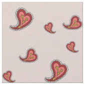 Paisley Heart Fabric Stof (Close Up)