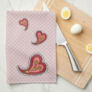Paisley Heart Hand Towel Theedoek