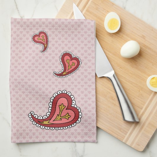 Paisley Heart Hand Towel Theedoek (Quarter Fold)