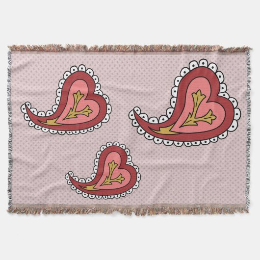 Paisley Heart Throw Blanket Deken (Voorkant)