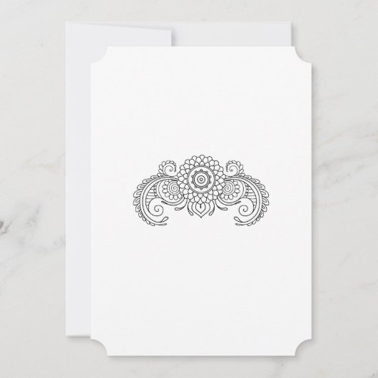 Paisley henna ontwerp bruiloft uitnodiging kaart (Achterkant)