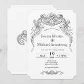 Paisley henna ontwerp bruiloft uitnodiging kaart (Voorkant / Achterkant)