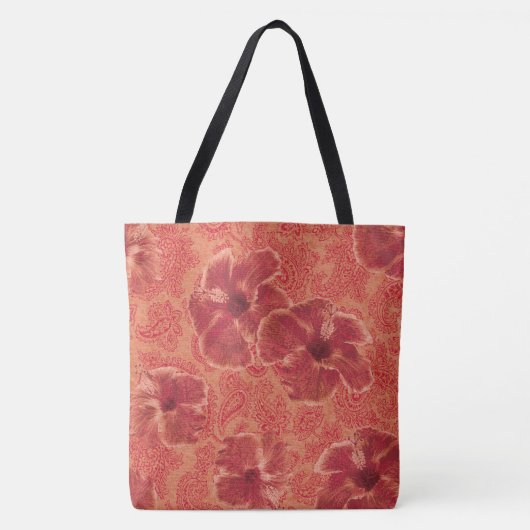 Paisley Hibiscus  Psychedelic Beach Bag Tote Bag (Voorkant)