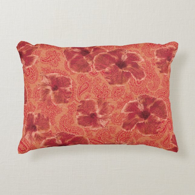 Paisley Hibiscus  Psychedelic Floral Accent Kussen (Voorkant)