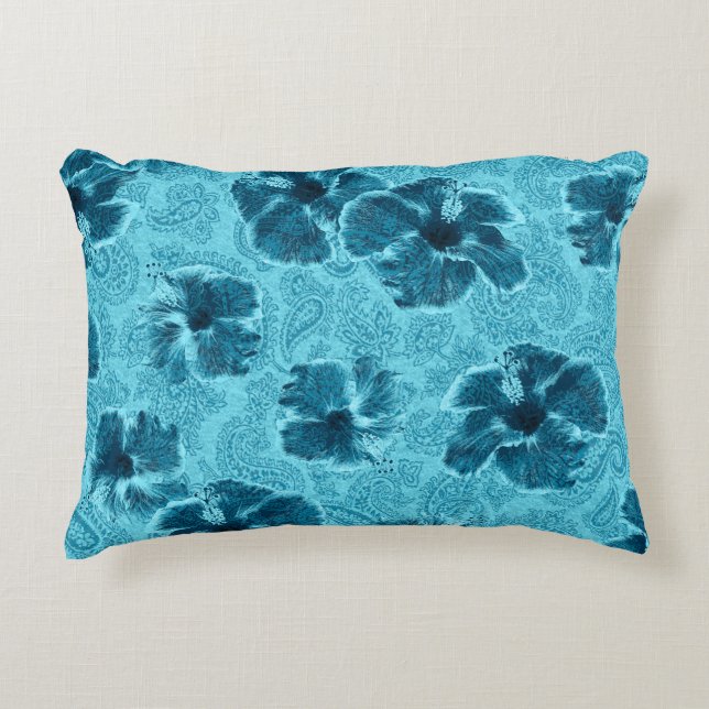 Paisley Hibiscus  Psychedelic Floral Accent Kussen (Voorkant)