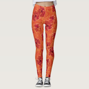 Paisley Hibiscus  Psychedelic Floral Leggings