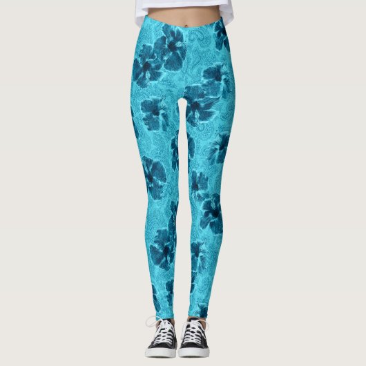 Paisley Hibiscus  Psychedelic Floral Leggings (Voorkant)