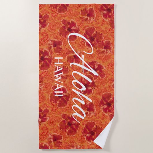 Paisley Hibiscus  Psychedelic Floral Strandlaken (Voorkant)