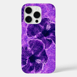 Paisley Hibiscus Psychedelic Floral Violet iPhone 16 Pro Hoesje