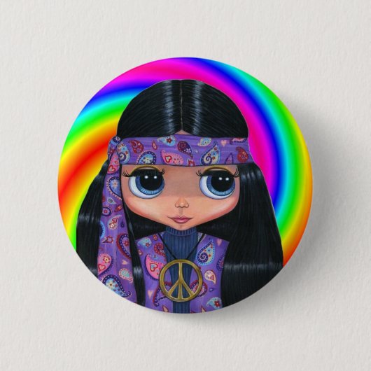 Paisley Hippie Doll Swirl Button (Voorkant)