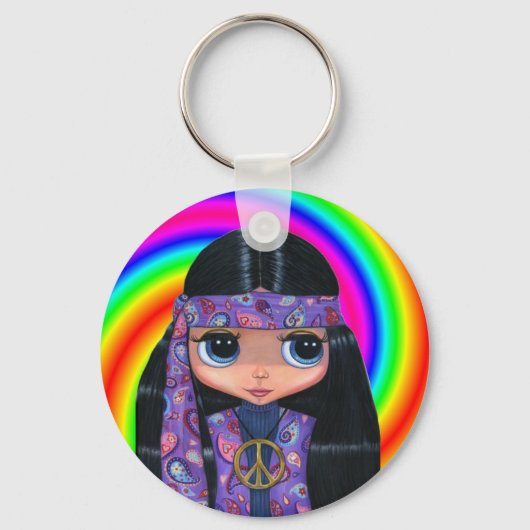 Paisley Hippie Doll Swirl Sleutelhanger (Voorkant)