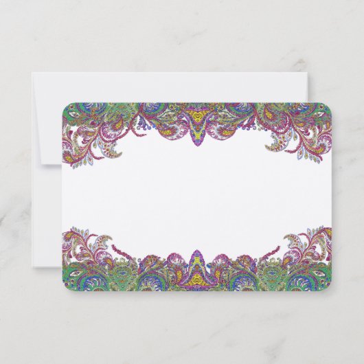  Paisley Honeysuckle Damask Wedding RSVP (Achterkant)