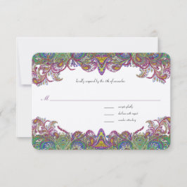 Paisley Honeysuckle Damask Wedding RSVP