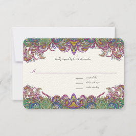  Paisley Honeysuckle Damask Wedding RSVP Kaartje
