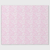 Paisley Hot Pink op wit omslagpapier Cadeaupapier (Vlak)