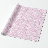 Paisley Hot Pink op wit omslagpapier Cadeaupapier (Uitgerold)