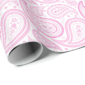Paisley Hot Pink op wit omslagpapier Cadeaupapier (Rol Hoek)