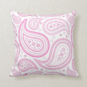 Paisley Hot Pink op wit Sierkussen