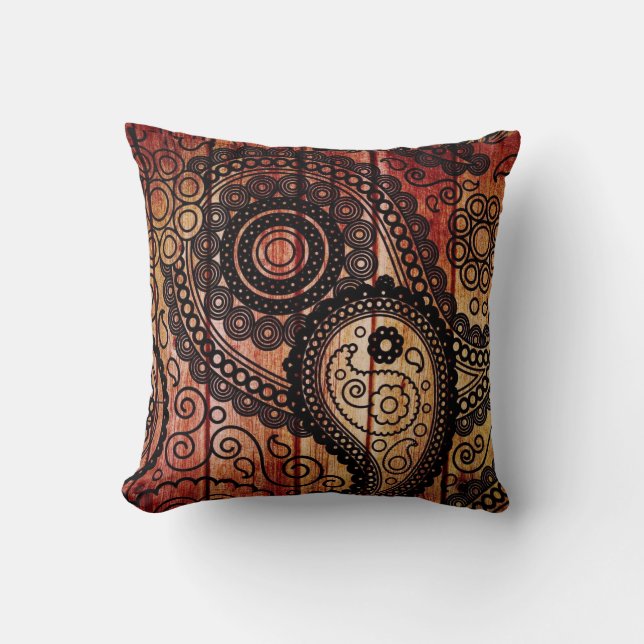 paisley houten panelen kussen (Voorkant)