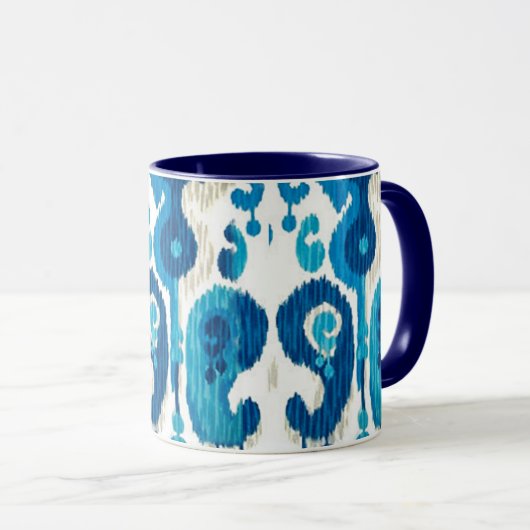 Paisley Ikat-Mok met blauw handvat Mok (Voorkant rechts)