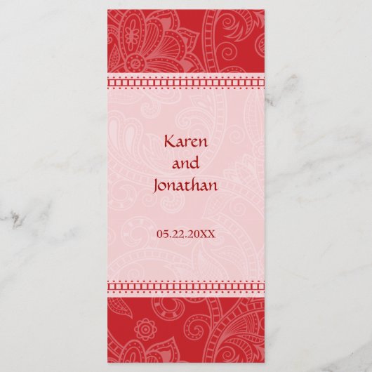 Paisley Impression in Crimson Menu Rack Kaart (Achterkant)