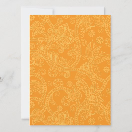 Paisley Impression in Oranje Wedding Invitation Kaart (Achterkant)
