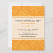 Paisley Impression in Oranje Wedding Invitation Kaart (Voorkant)