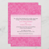 Paisley Impression in Pink Wedding Invitation Kaart (Voorkant / Achterkant)