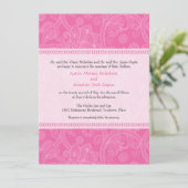 Paisley Impression in Pink Wedding Invitation Kaart (Staand voorkant)