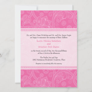 Paisley Impression in Pink Wedding Invitation Kaart
