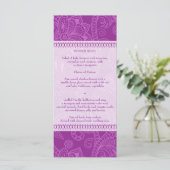 Paisley Impression in Violet Menu Rack Kaart (Staand voorkant)