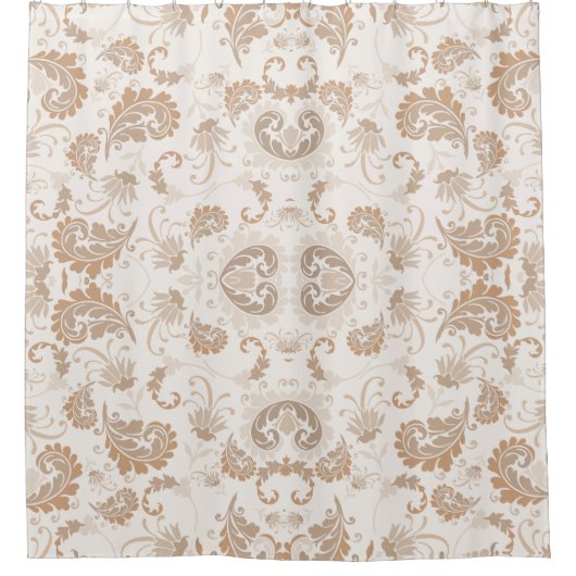 Paisley in Beige Esthetische Modern Tan Brown Douchegordijn (Voorkant)
