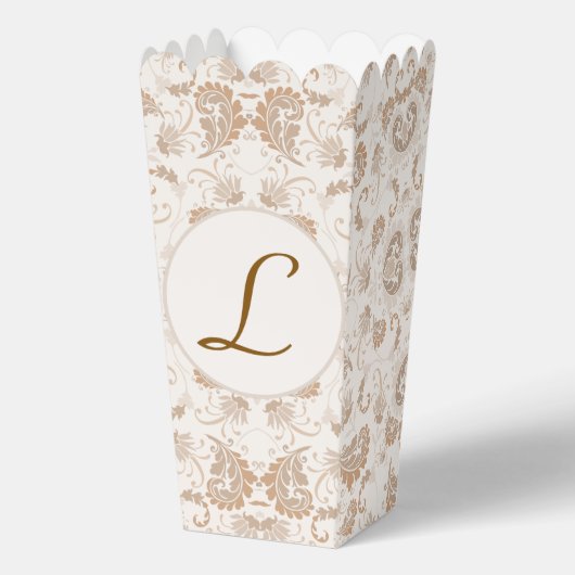 Paisley in Beige Esthetische Modern Tan Brown Init Bedankdoosjes (Voorkant)