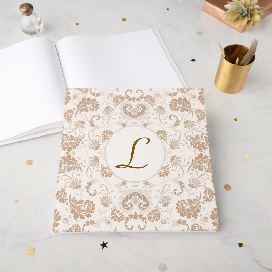 Paisley in Beige Esthetische Modern Tan Brown Init Gastenboek (Voorkant open)