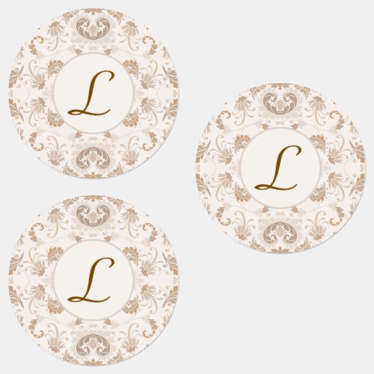 Paisley in Beige Esthetische Modern Tan Brown Init Labels (Groep)