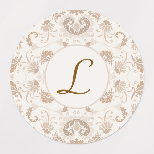 Paisley in Beige Esthetische Modern Tan Brown Init Labels (Design 1)