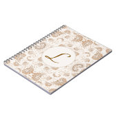 Paisley in Beige Esthetische Modern Tan Brown Init Notitieboek (Linkerzijde)