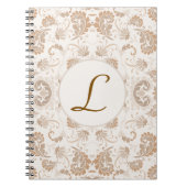 Paisley in Beige Esthetische Modern Tan Brown Init Notitieboek (Voorkant)